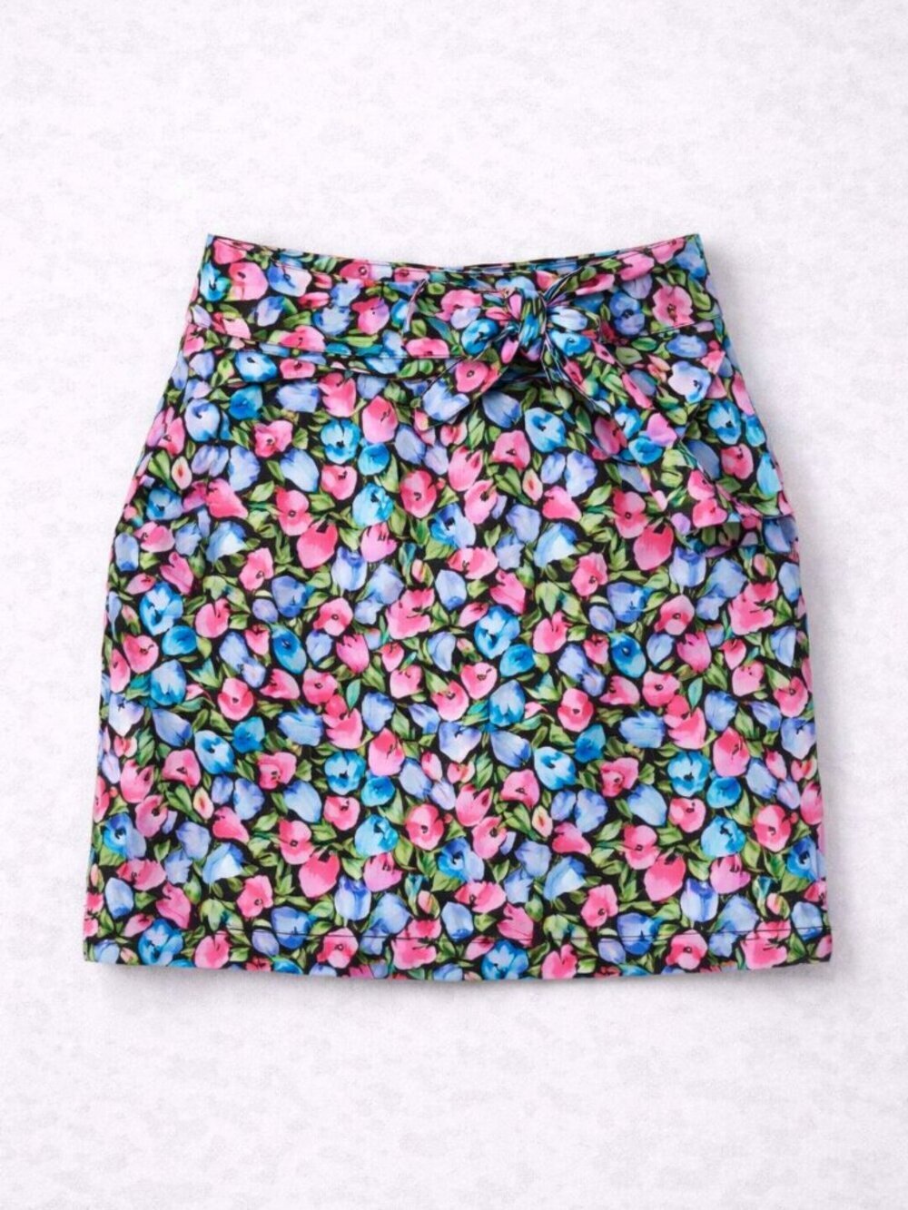 ZARA Floral Mini Skirt w/ Wide Belt | High Waist | Multicolor Print | Size Small